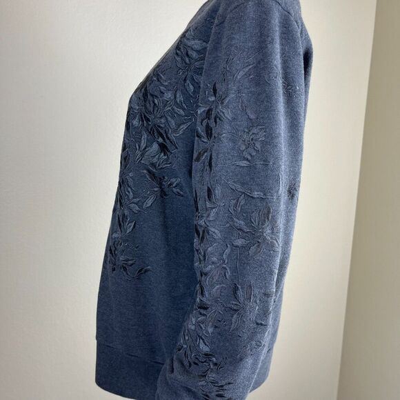 DRIES VAN NOTEN Women's Size L Gray Floral Embroidered Cotton Bomber Jacket Boho - Picture 14 of 16